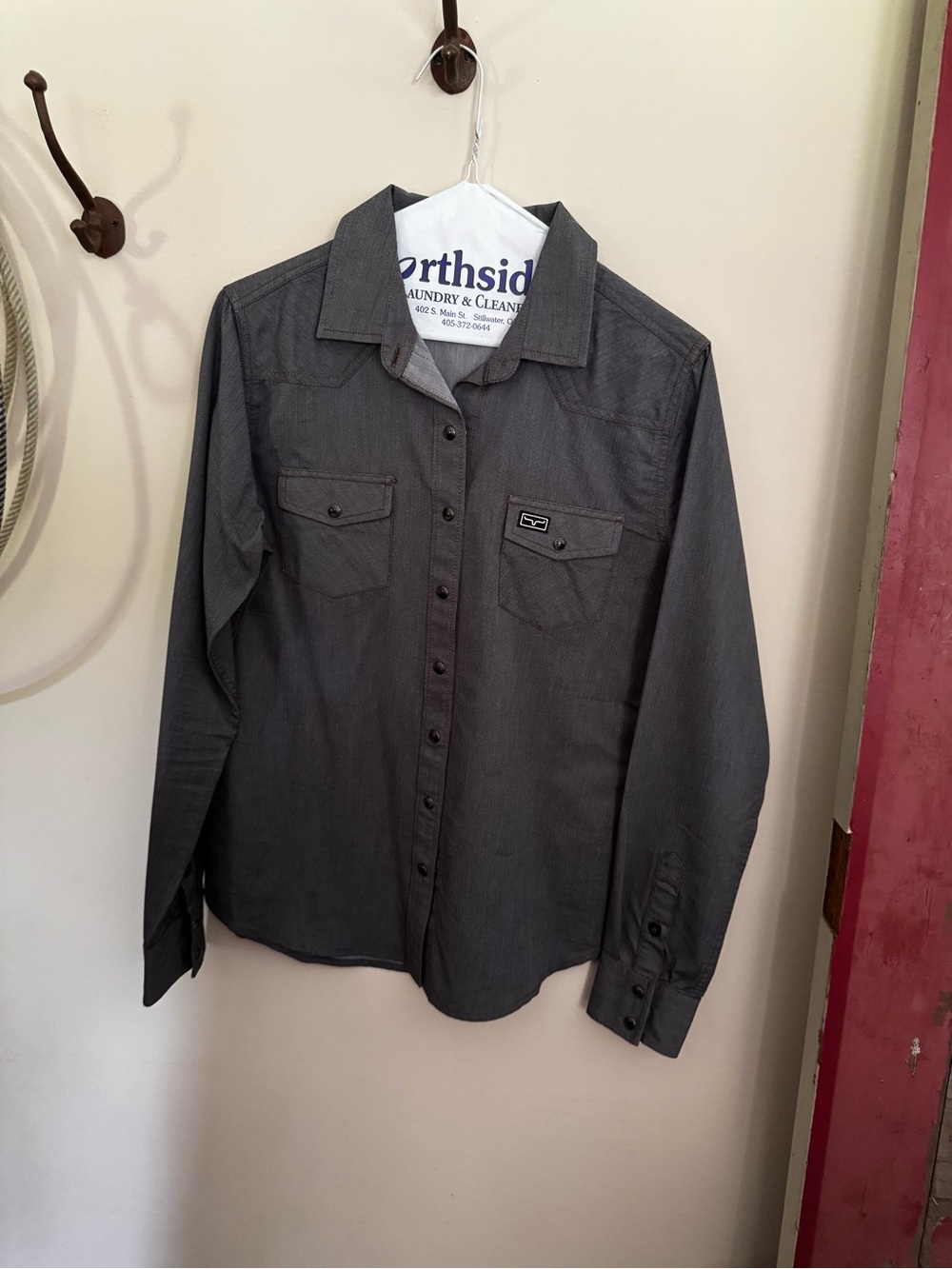 Kimes Ranch Charcoal Gray Button-Down Shirt NWOT